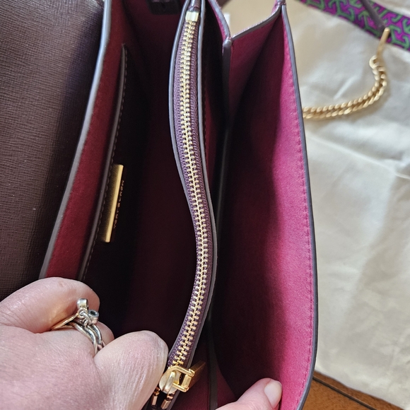 Tory Burch Dark Brown Crossbody Bag with Colorful Stitching - Picture 9 of 10